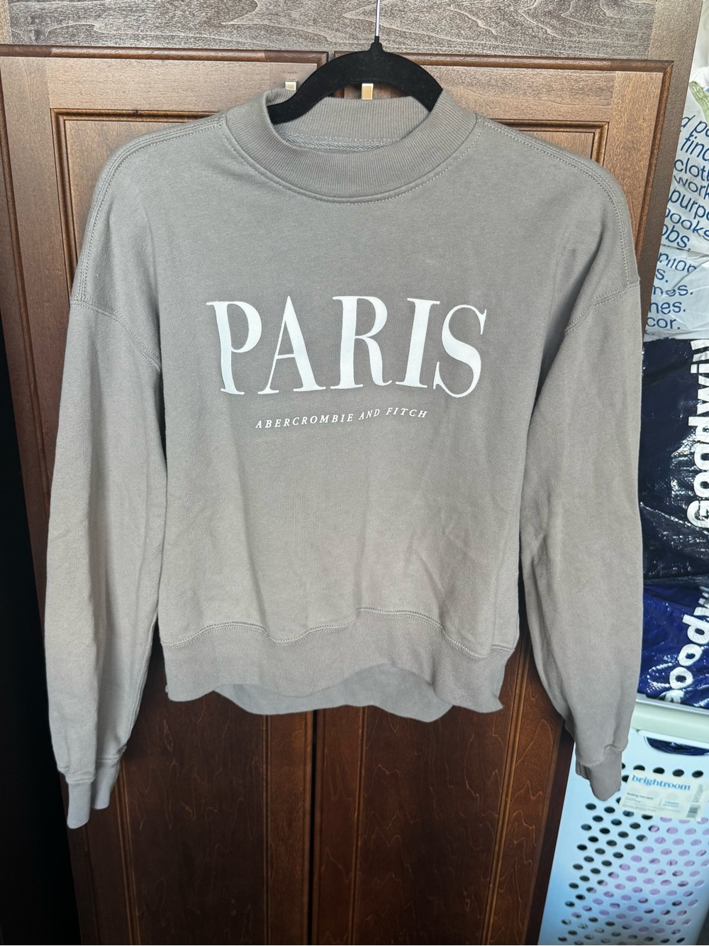 Abercrombie & Fitch Paris Graphic Crewneck Sweatshirt Taupe Brown Size S